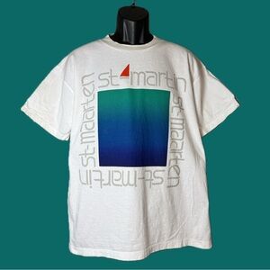 Vintage 90s Peter Mussfeldt St. Martin Sailing Nautical Men’s White T-Shirt Sz L